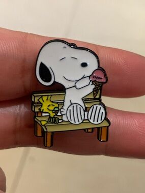 Peanuts Snoopy & Woodstock Enamel Pin - White, Yellow, Pink, Brown